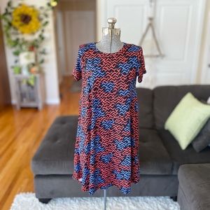 New never worn, red bluish, purple, comfortable, stretchy T-shirt LuLaRoe dress